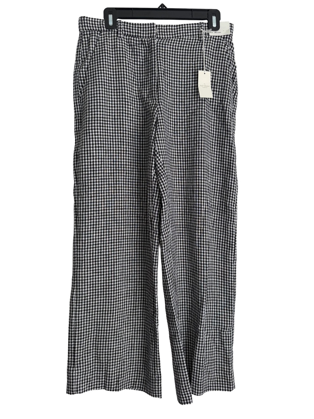 Abercrombie & Fitch Black White Gingham Sloane Wide Leg Pants 28 (6) Short NWT